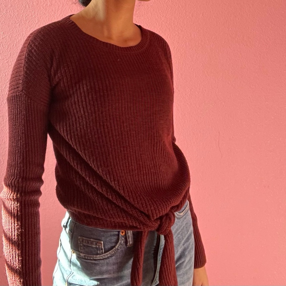 Red sweater with tie